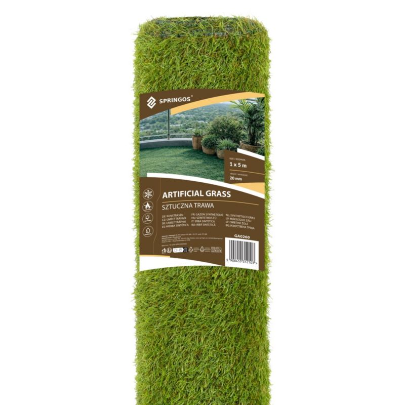 Sztuczna trawa Springos z rolki 1x5 m zielona dywan na taras balkon do ogrodu wykładzina 20 mm 1 szt.