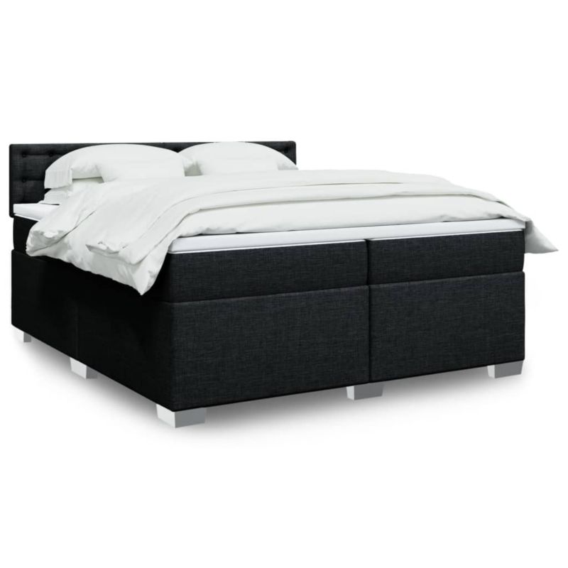 Łóżko z materacem WaszeMeble 200x200 cm Czarny tkanina z LED WM-3288311 1 szt.