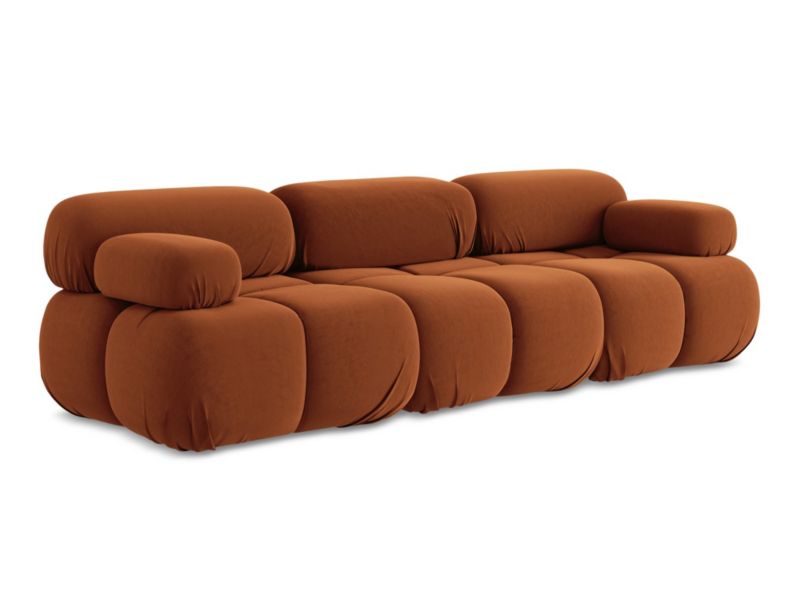 3-osobowa kanapa modułowa LaMiaSofa SANREMO z tkaniny welwetowej 285x96 cm terakota 1 szt.