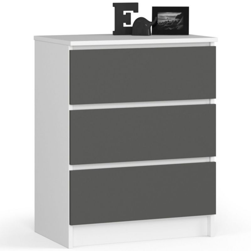 Komoda Akord K60 Biała 60 cm 3 szuflady kolor Grafit Szary mat 60x40x77 cm 1 szt.
