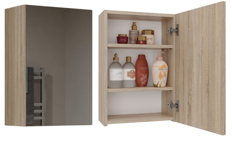 Szafka Łazienkowa Topeshop Wisząca z Lustrem Pola 1DL Dąb Sonoma 22x40x60 cm 1 szt.