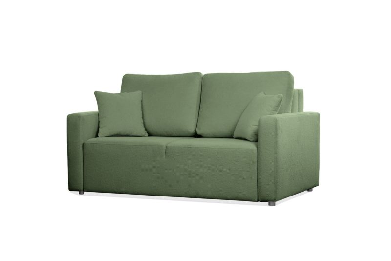 Sofa dwuosobowa Bettso Mira nowoczesna z funkcją spania i pojemnikiem na pościel zielony 1szt.