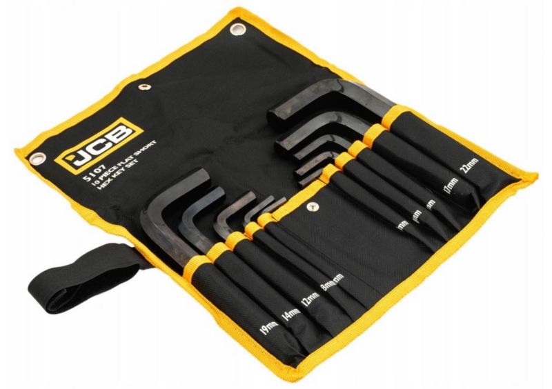 Zestaw JCB klucze imbusowe wkrętaki imbusy krótkie crv płachta 10el 6-22mm 1szt.