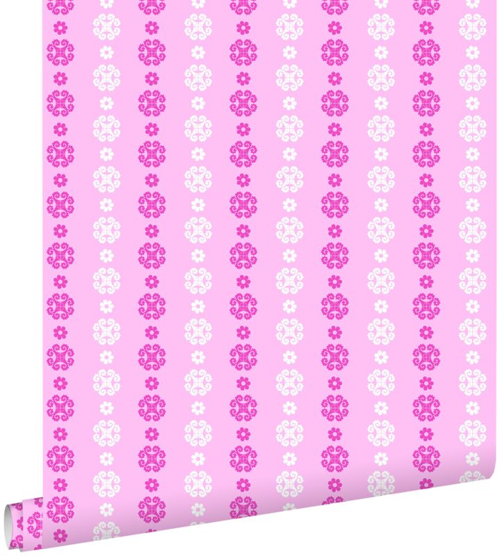 Tapeta ESTAhome motyw koronki delikatnego różuIbiałym 53 cm x 10.05 m - 1 rol.