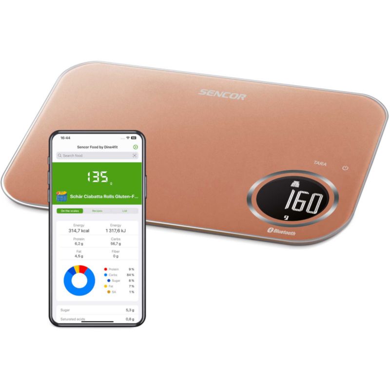 Waga Kuchenna Sencor SKS 7176GD Elektroniczna Precyzyjna Bluetooth 1G/8kg 1szt
