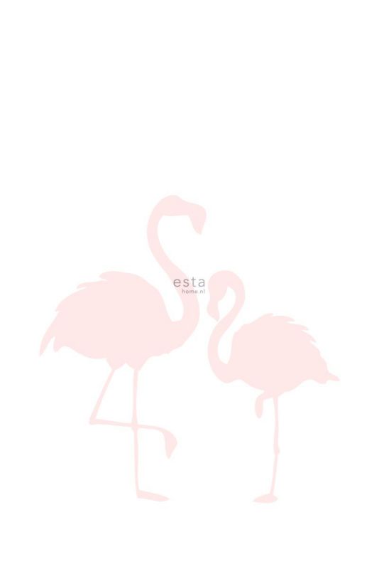 fototapeta ESTAhome flamingi matka i dziecko jasnego różuIbiałym 186 x 279 cm - 1 rol.