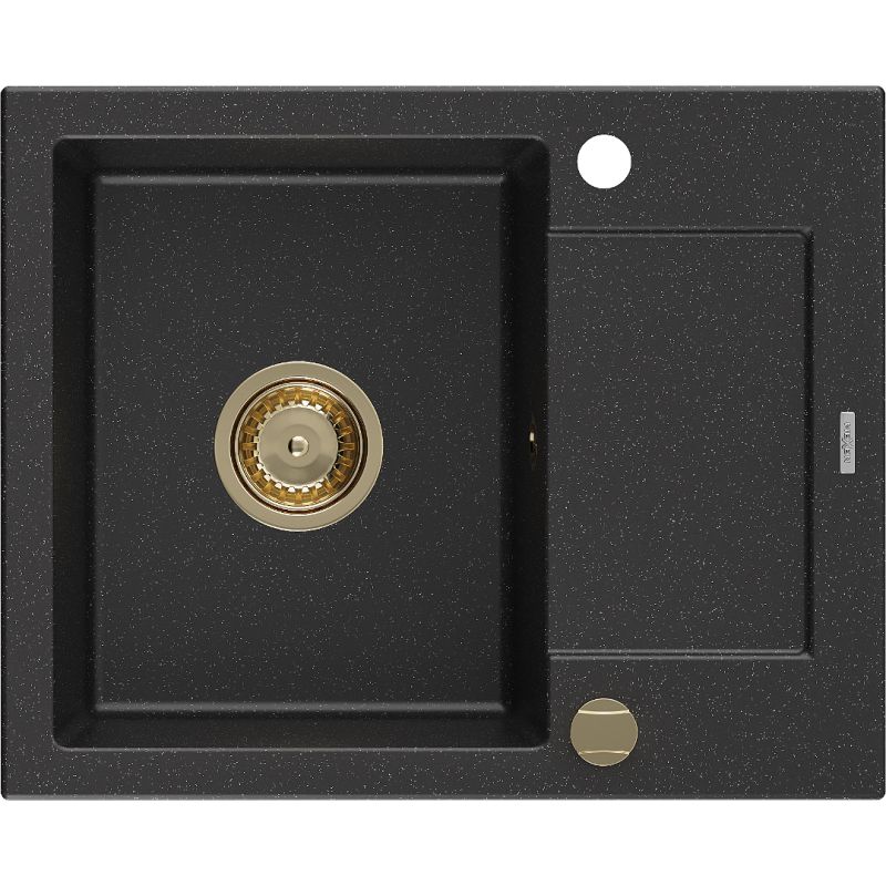 Zlewozmywak wpuszczany Mexen Enzo 1-komorowy czarny/złoty 576 x 465 mm - 6506571005-75 1 szt.