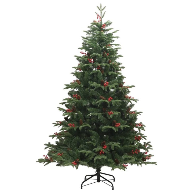 Choinka sztuczna VidaXL zawiasowa z szyszkami i jagodami 180 cm zielony 1 szt.