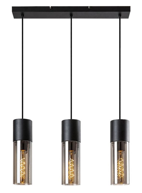Lampa wisząca Rabalux Ronno czarna-kolor dymny wym: 120 x 55 x 9 cm 3xE27 x 1 szt.