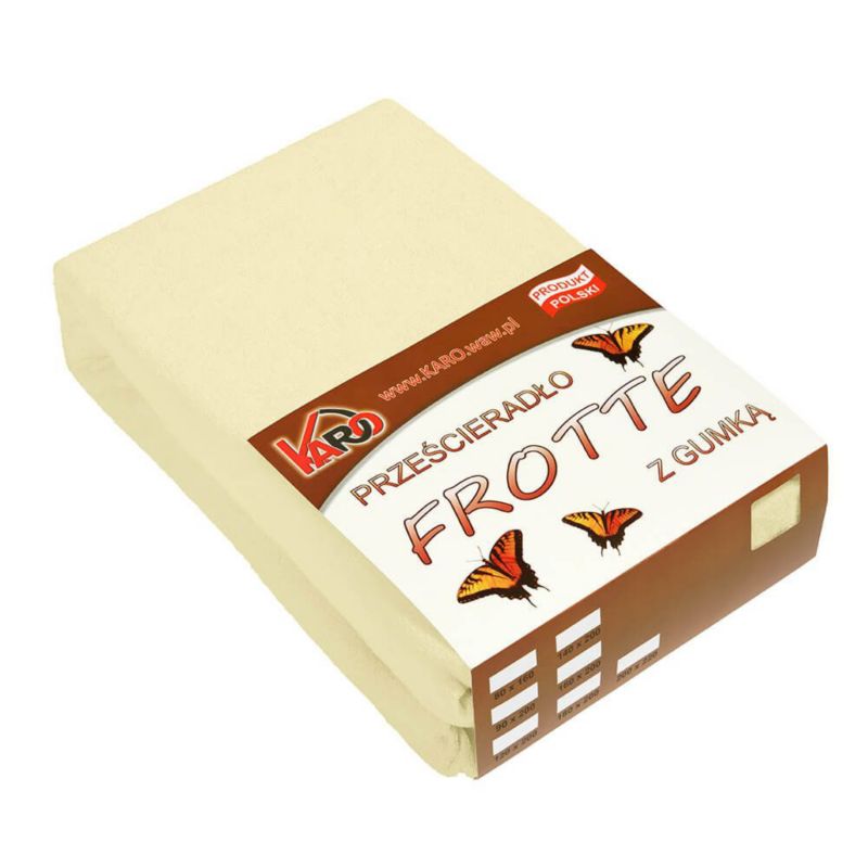 Prześcieradło frotte z gumką 200g/m2 KARO 120x200 kremowe 1 szt.