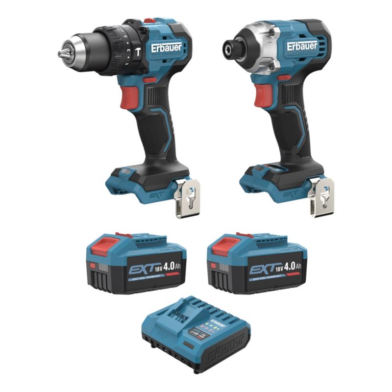 Wiertarko-wkrętarka + zakrętarka udarowa Erbauer G2 18 V 2 x 4,0 Ah