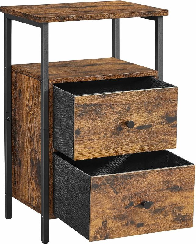 Szafka nocna pomocnicza 2 szuflady Songmics brązowo czarna 38x60x28 cm 1 szt.