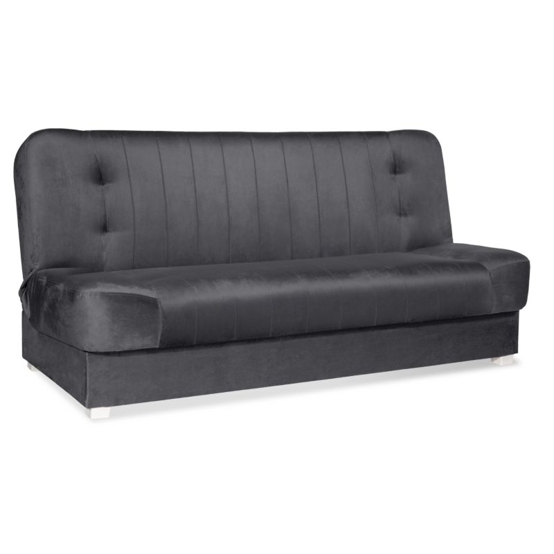 Wersalka Mebel Elite Rozkładana Sofa Z Funkcją Spania Dwuosobowa Welurowa Szara PIANO 2 1 szt.