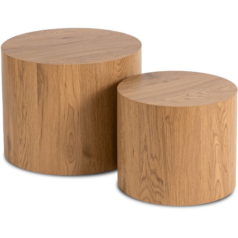 Stoliki Mebel Elite Kawowe Okrągłe Loft Ława Salon Zestaw Ław Dąb Złoty 2w1 LEILA 1 szt.
