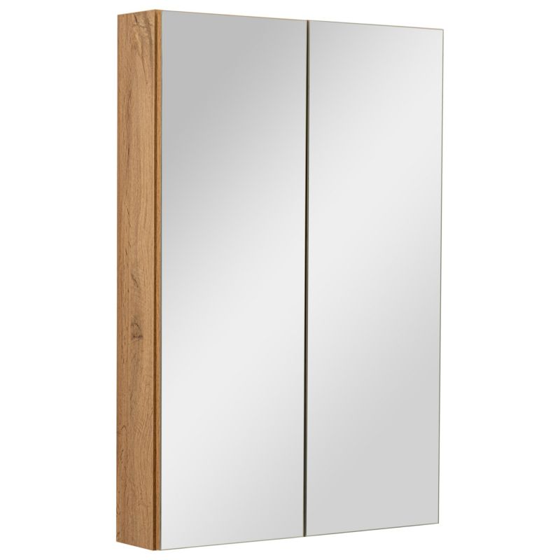Szafka łazienkowa z lustrem MyFurni, 60 cm, dąb wotan, wisząca, lustrzana, 1 szt.