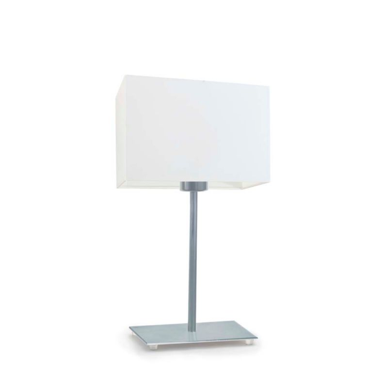 Lampka Nocna Volta Light Factory Moto Abażur Srebrny/Biały Prostokąt 1xE27 1szt.