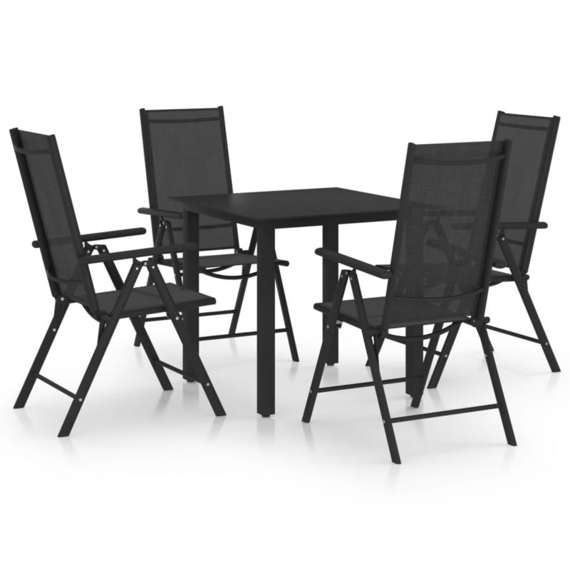 Zestaw mebli ogrodowych jadalniany WaszeMeble 4-osobowy aluminium czarny z regulacją pochylenia WM-3070631 1 kpl