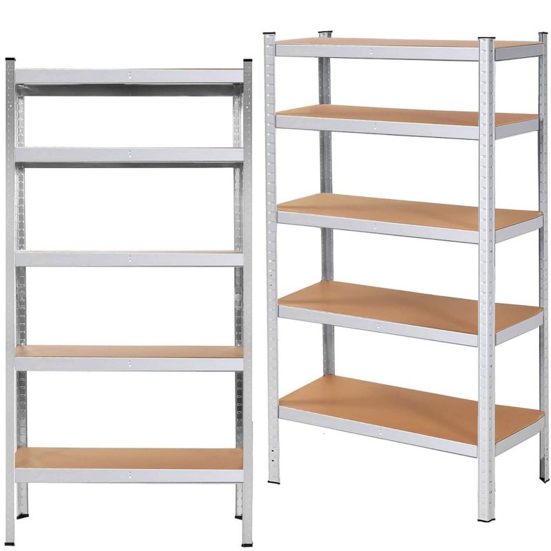 Regały metalowe z 5 półkami Springos magazynowe 150x75x30cm 625kg do piwnicy, garażu 2 szt.