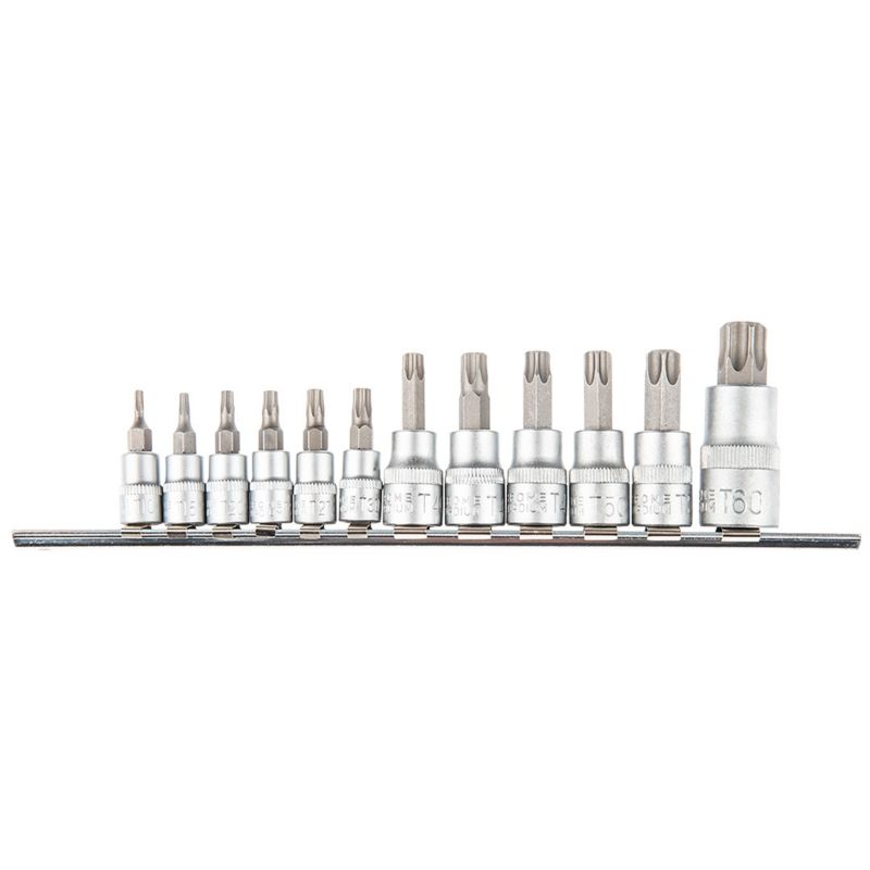 Zestaw bitów Torx na nasadce 1/4" 3/8" 1/2" TOPEX wysokiej jakości stal 1 kpl.