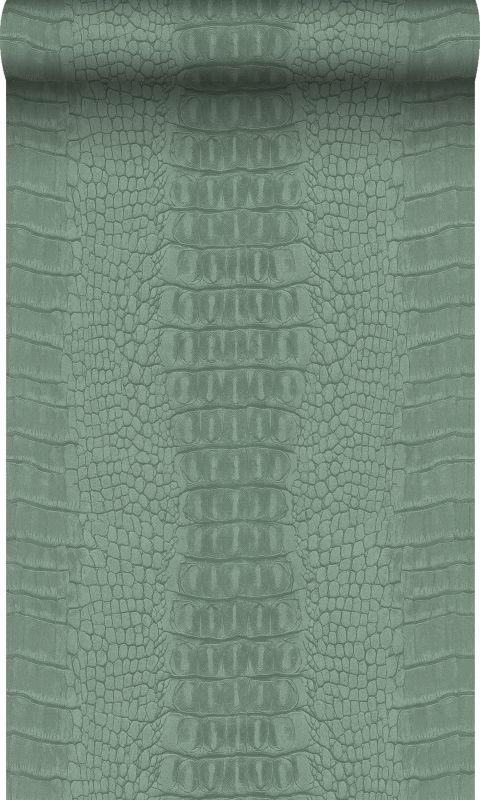 Tapeta Origin Wallcoverings skóra krokodyla szaro zielonym 53 cm x 10.05 m - 1 rol.