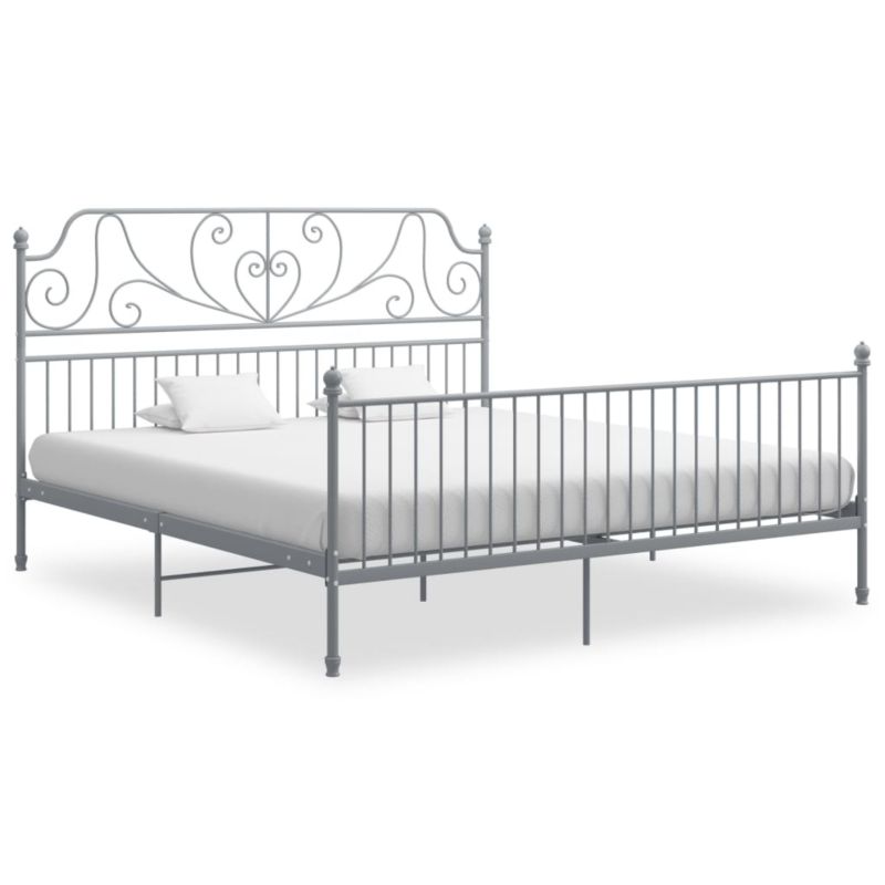 Rama łóżka metalowa VidaXL szara z wytrzymałymi listwami 1 szt. 206 x 184 x 131 cm