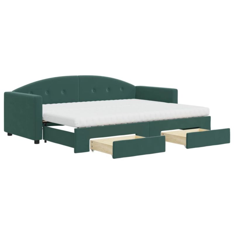 Sofa rozkładana WaszeMeble 80x200 cm Ciemnozielony aksamit z szufladami WM-3197368 1 szt.
