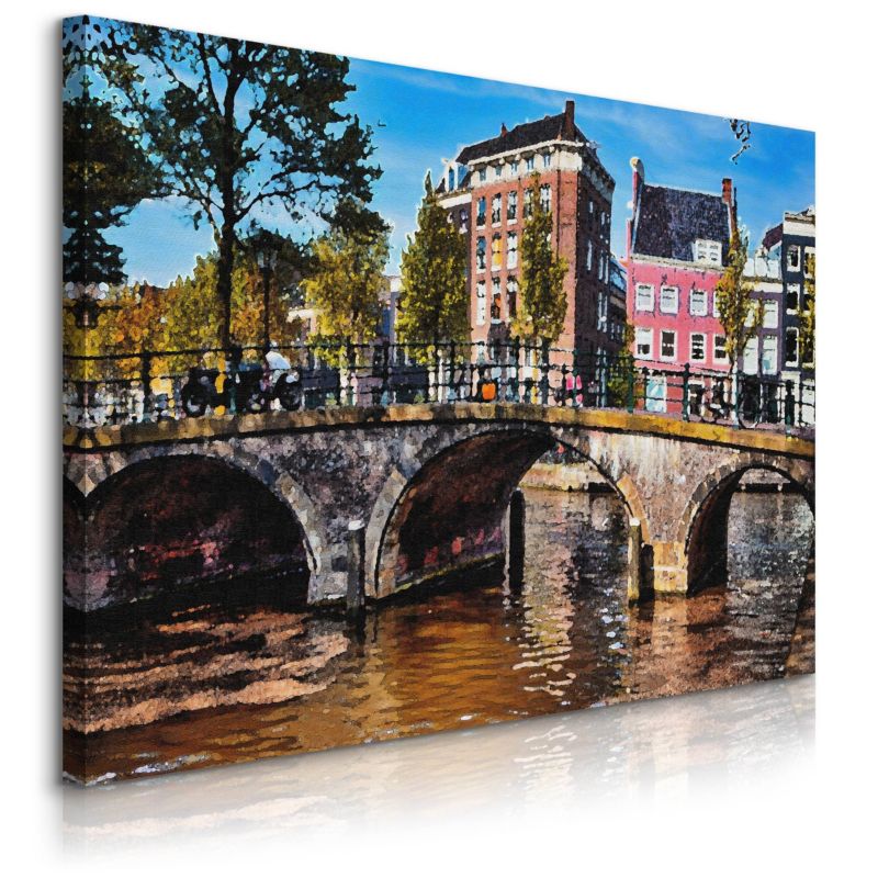 Obraz Muralo Jadalni Amsterdam Pejzaż Miasto Abstrakcja 70x50 cm 1 szt.