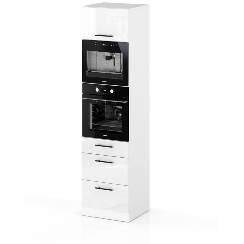Szafka Kuchenna Hurtownia-Mebli Stojąca Do zabudowy piekarnika S60MS3 sPremium 60cm Biały Mat Biały Połysk 60x58x211 cm 1szt.