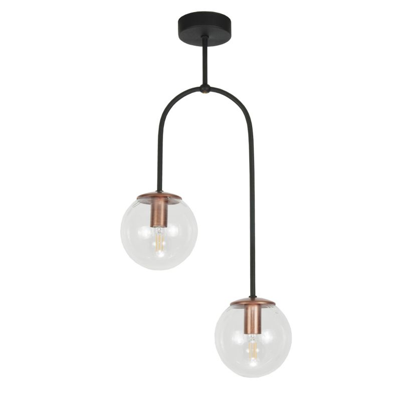 Lampa sufitowa EDYLIT 2xE14 czarna miodowe kule ASTOR 13-877 1 szt.