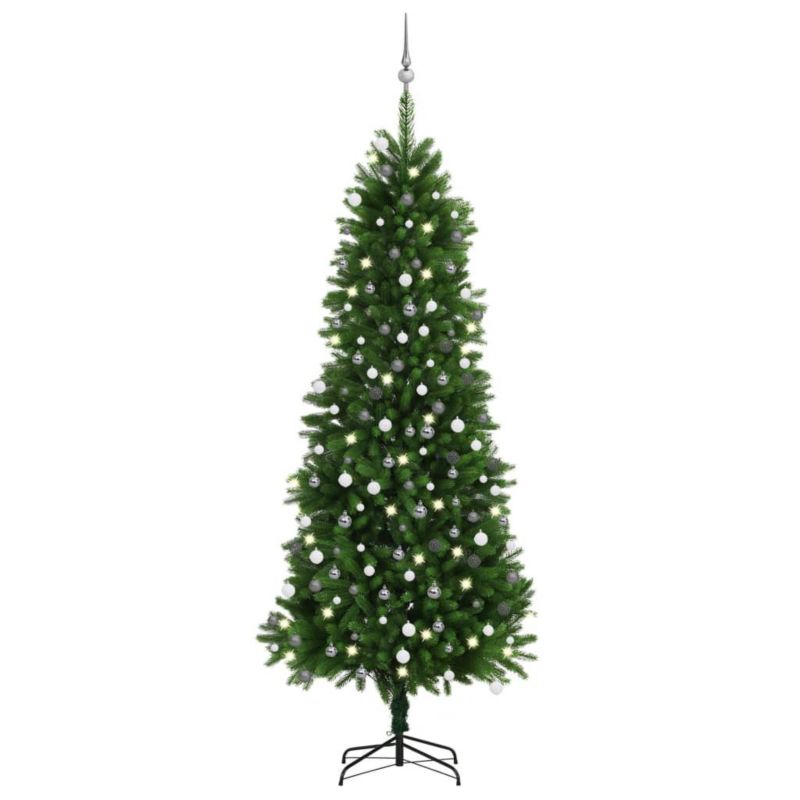 Choinka sztuczna VidaXL z lampkami LED i bombkami 240 x 100 cm zielony 1 szt