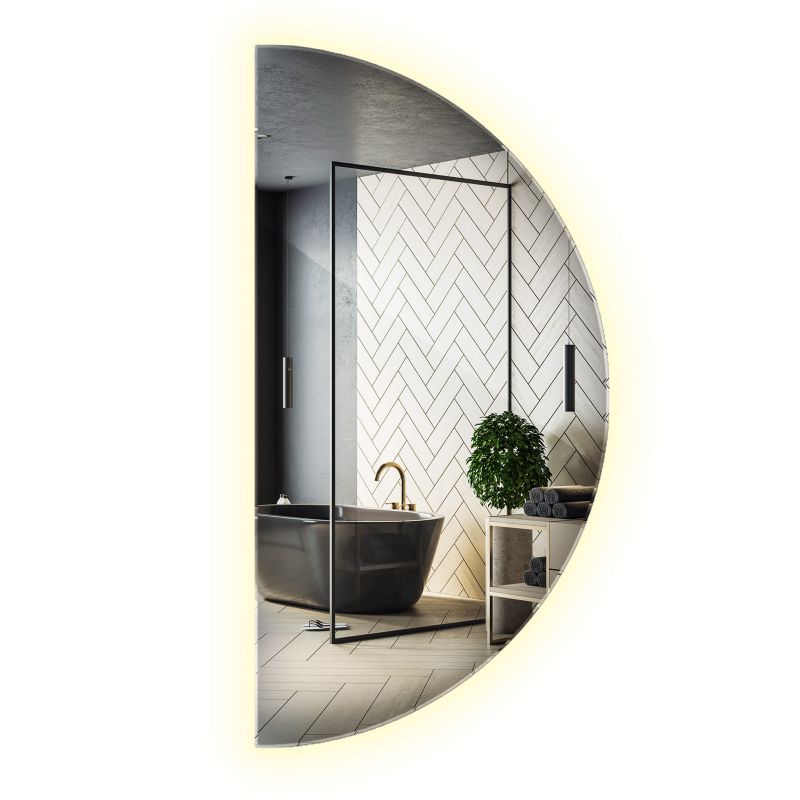 Półokrągłe Ścienne Lustro Loft Wallfluent 40 x 80 cm LED Neutralna Barwa 1 szt.