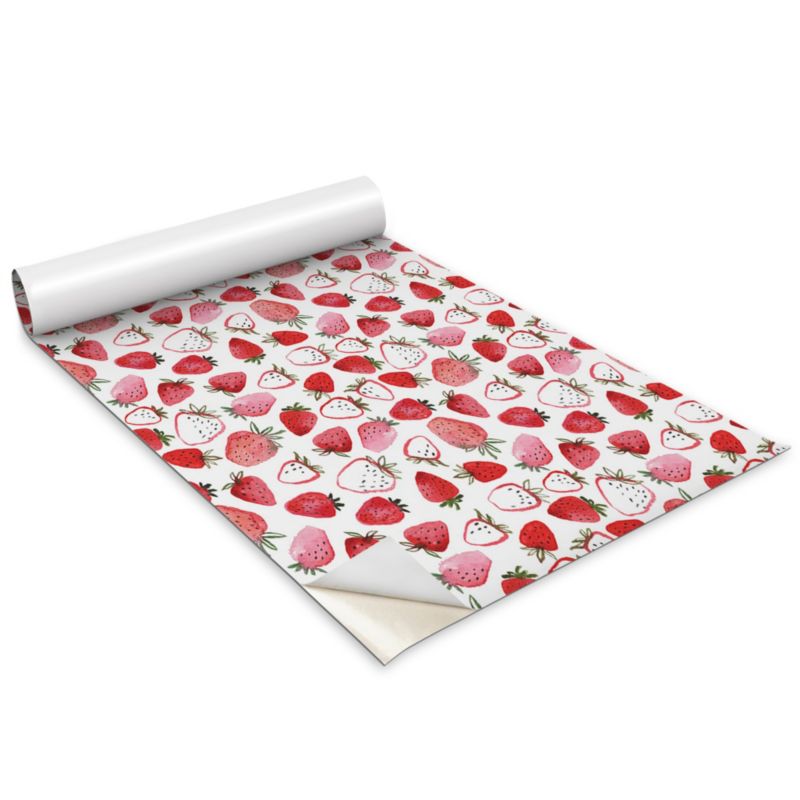 Okleina Meblowa Do Sypialni I Garderoby Wallfluent 100x50 cm Czerwone truskawki Okleina Na Biurko I Regał 1 rol.