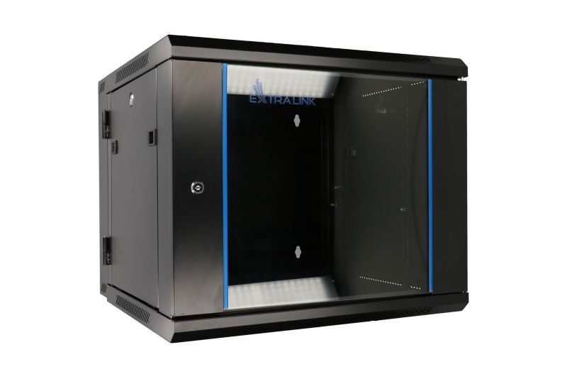 Szafa rack Extralink 12U 600x600 AZH Czarna montowana na ścianie, dwusekcyjna