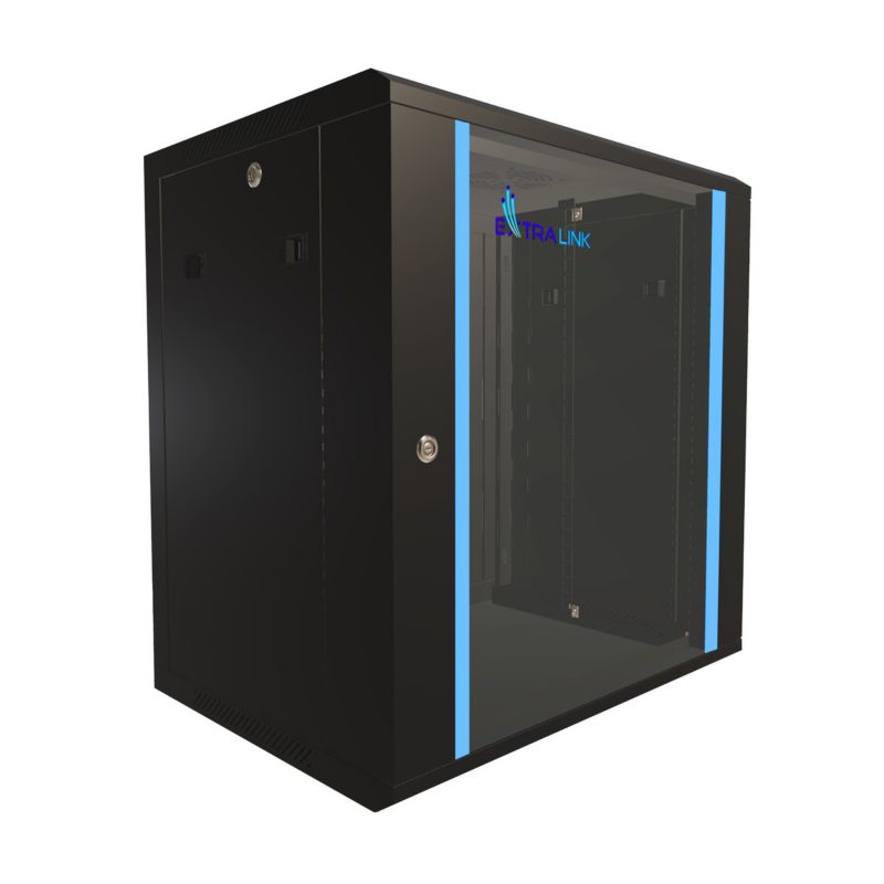 Szafa rack Extralink 12U 600x450 Czarna montowana na ścianie