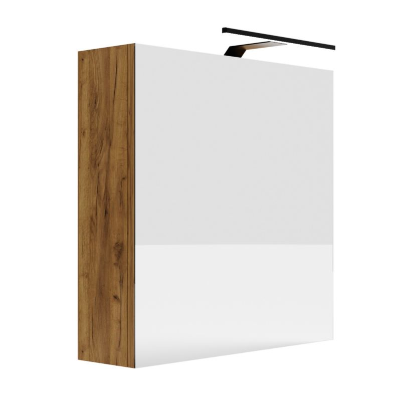 Szafka Łazienkowa SKXMeble Wisząca z Lustrem i Podświetleniem LED Elza Złoty Craft 60x50x14 1szt.