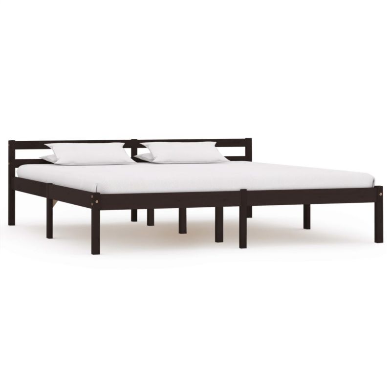 Rama łóżka VidaXL z litego drewna sosnowego ciemny brąz 1 szt. 180 x 200 cm