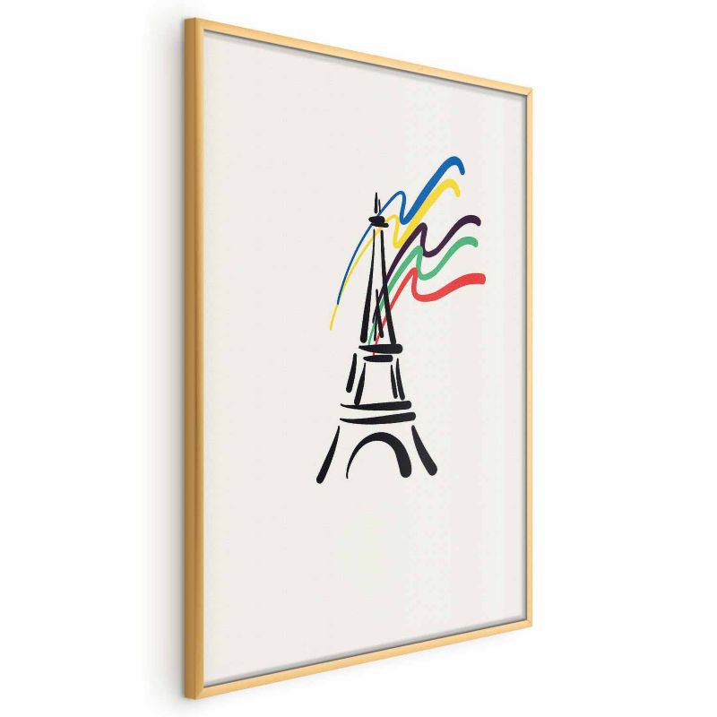 Plakat Artgeist Wieża Eiffla i kolory 60x90 cm z ramą złotą bez marginesu 1 szt