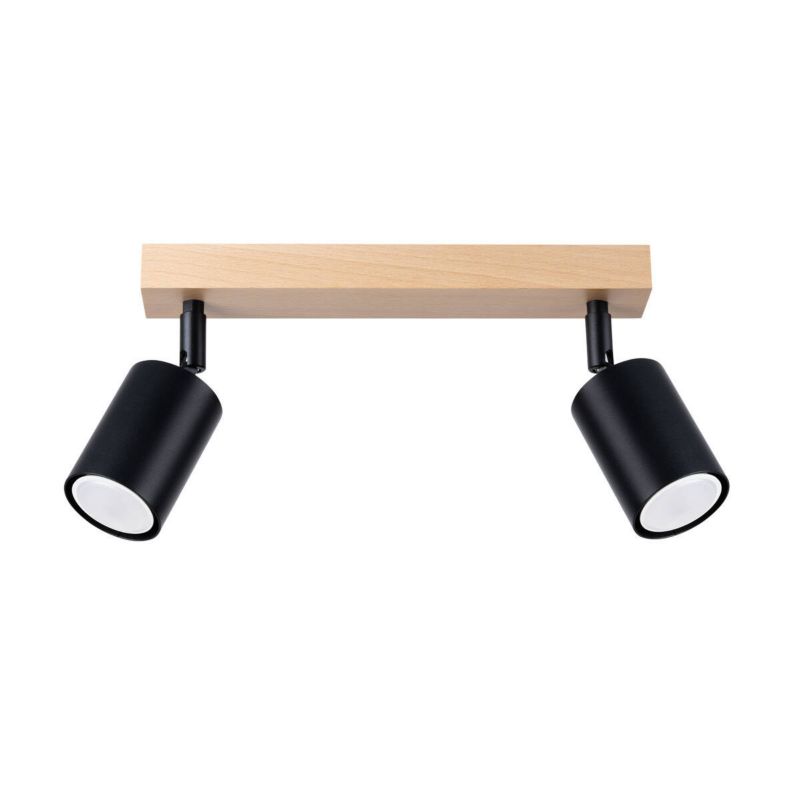 Lampa sufitowa wisząca Sollux Lighting Verdo 5224 czarna-drewno listwa 30 cm 2xGU10 x 1 szt.