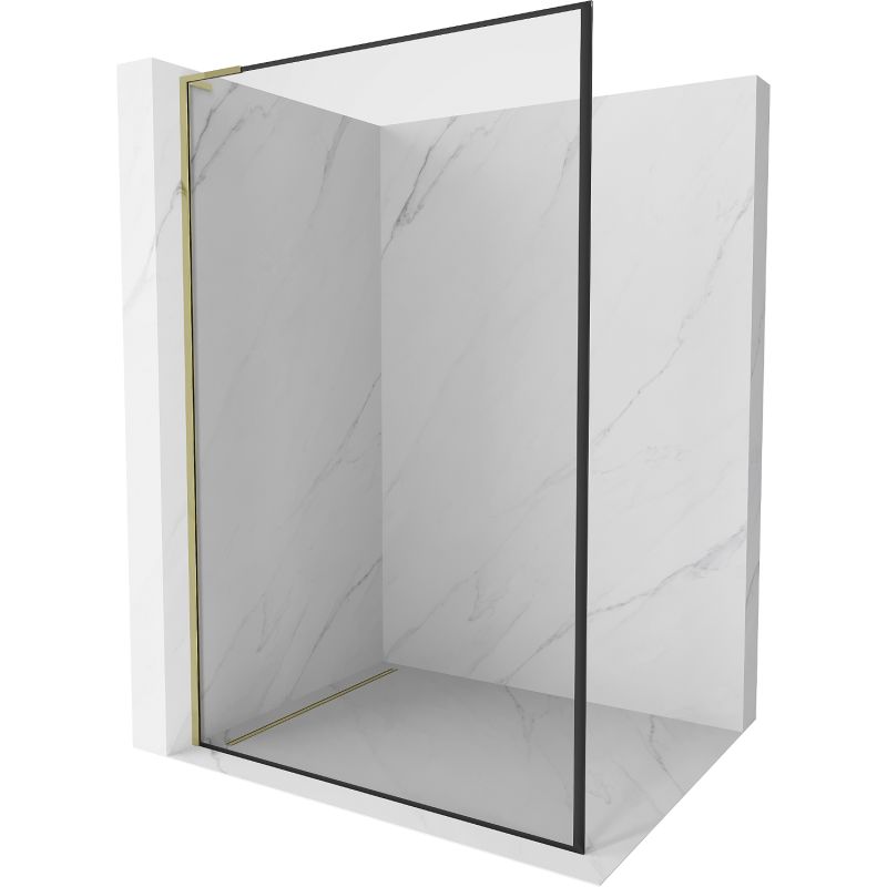 Ścianka prysznicowa walk-in Mexen Kioto L czarny wzór złoty 60x200 cm 800-060-103-50-70 1 szt.