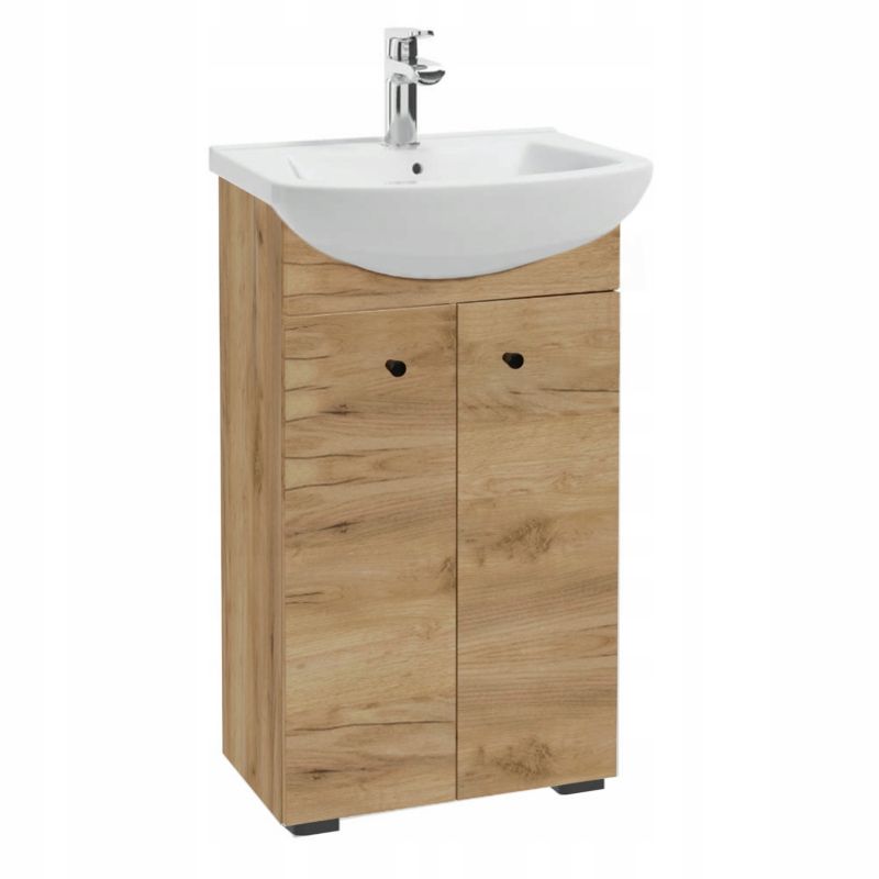 Szafka Łazienkowa Stamar z Umywalką 500 mm Dąb Craft Złoty Stojąca Bateria Obrotowa 1 szt