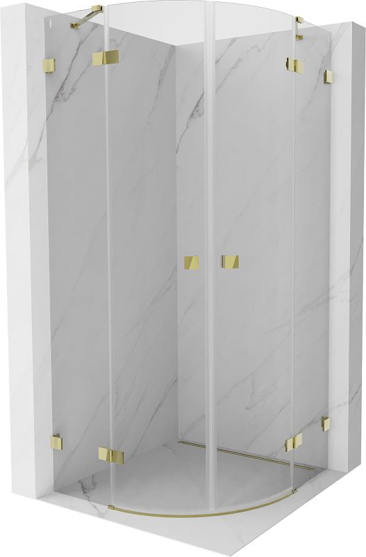 Kabina prysznicowa Mexen Lunar półokrągła uchylna 100 x 100 cm transparent złota 1 szt.