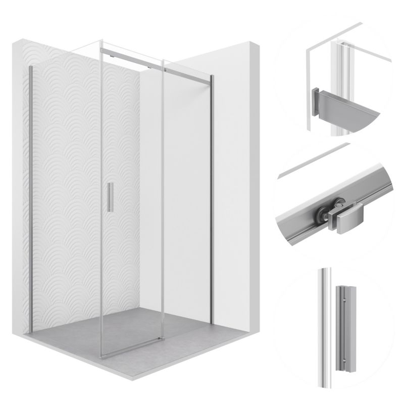 Kabina prysznicowa SEVANTE 100x90 prostokątna przesuwna SORRENTO chrom 1 szt.