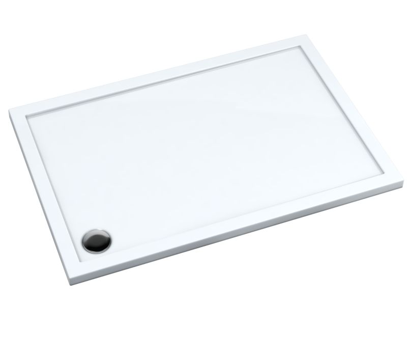 Brodzik prostokątny Schedpol Atla 80 x 120 x 4 cm biały gładki