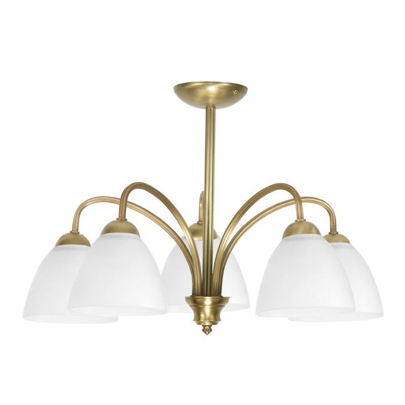 Lampa wisząca sufitowa EDYLIT żyrandol 5xE27 białe klosze złota glamour do salonu MARABEL 13-380 1 szt.