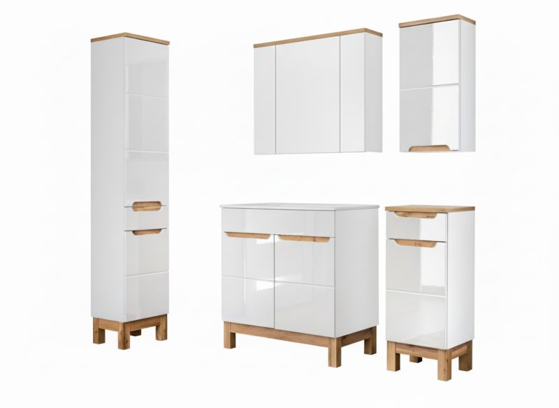 Zestaw mebli łazienkowych 80cm Comad Bali White z umywalką szafką wysoką i szafką z lustrem 1szt