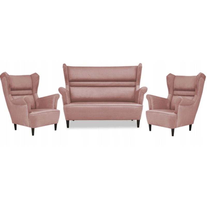 Zestaw wypoczynkowy uszak do salonu sofa fotele Family Meble Zoja róż 1szt
