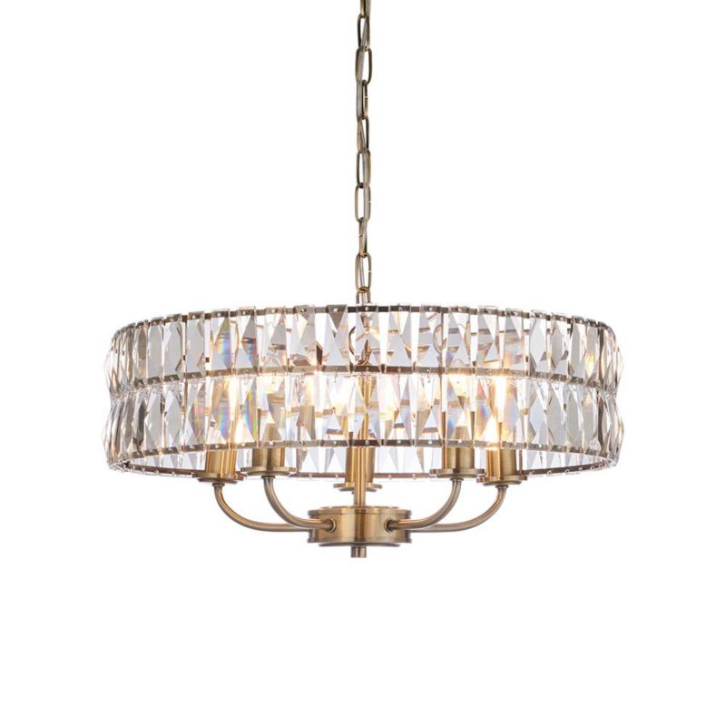 Lampa wisząca Endon CLIFTON antyczna mosiężna 5xE14x15W IP20 wym:172x50,5x50,5cm - 1 szt.