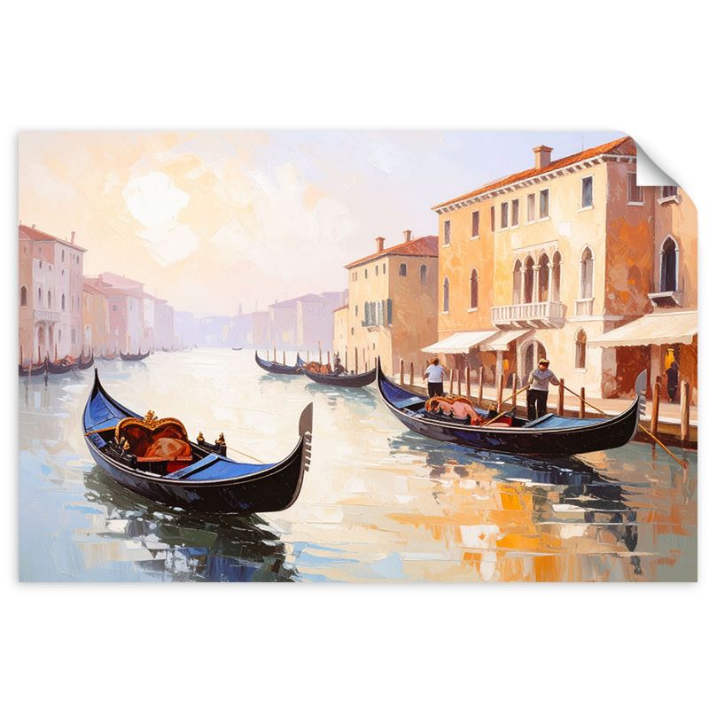 Naklejka na ścianę do salonu sypialni Feeby Włochy Wenecja Gondole Widok 90x60cm 1szt