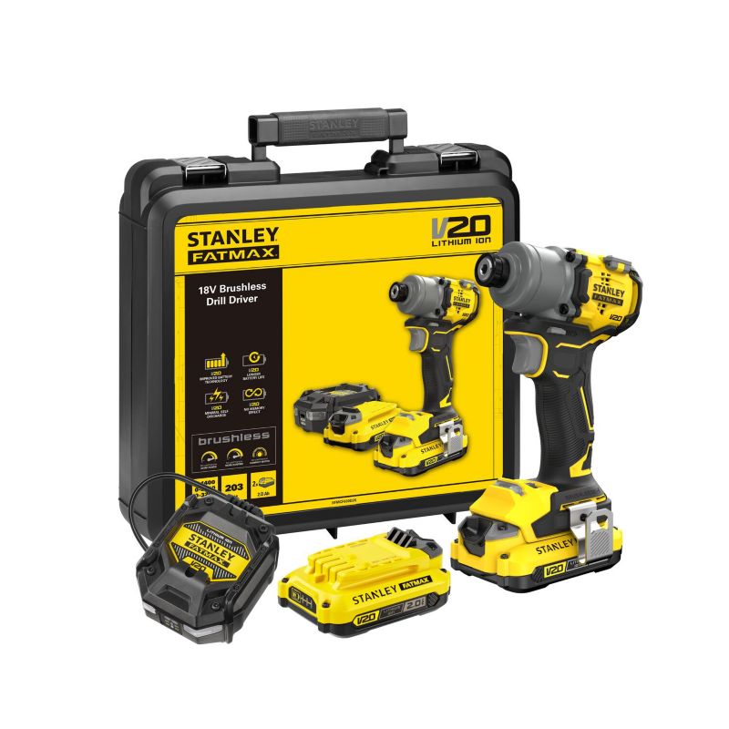 Zakrętarka udarowa STANLEY FATMAX V20 18V 203Nm zestaw 2x2.0Ah SFMCF830D2K 1kpl.