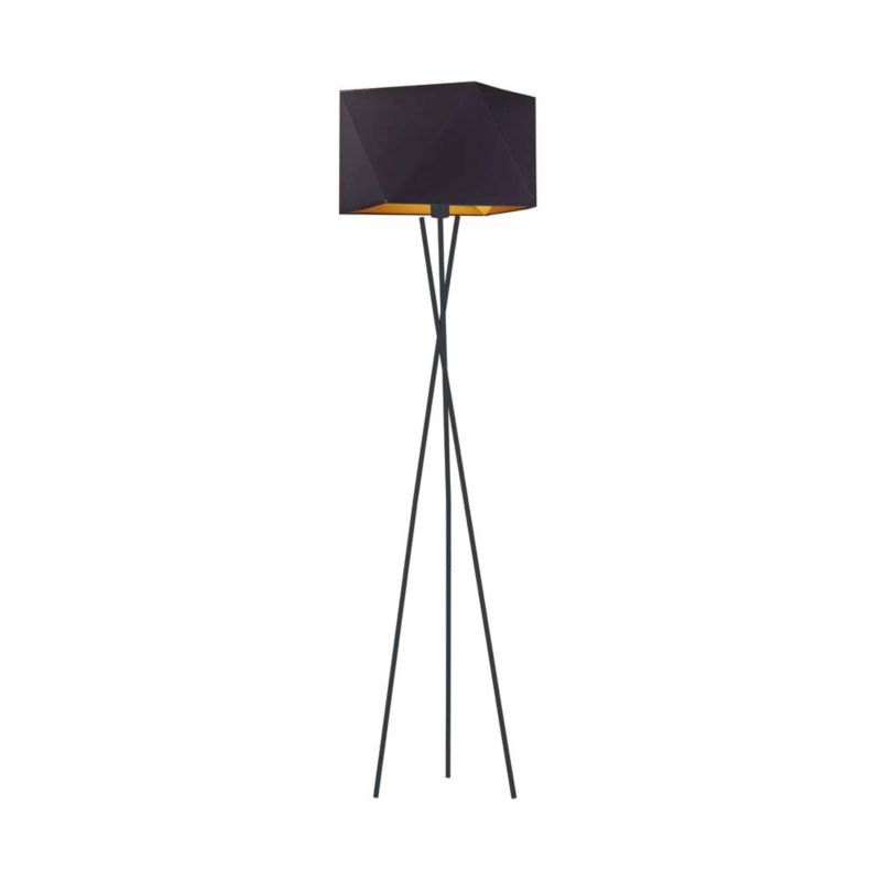 Lampa stojąca Volta Light Factory podłogowa trójnóg z abażurem czarny ze złotem diament MORIS 1szt.